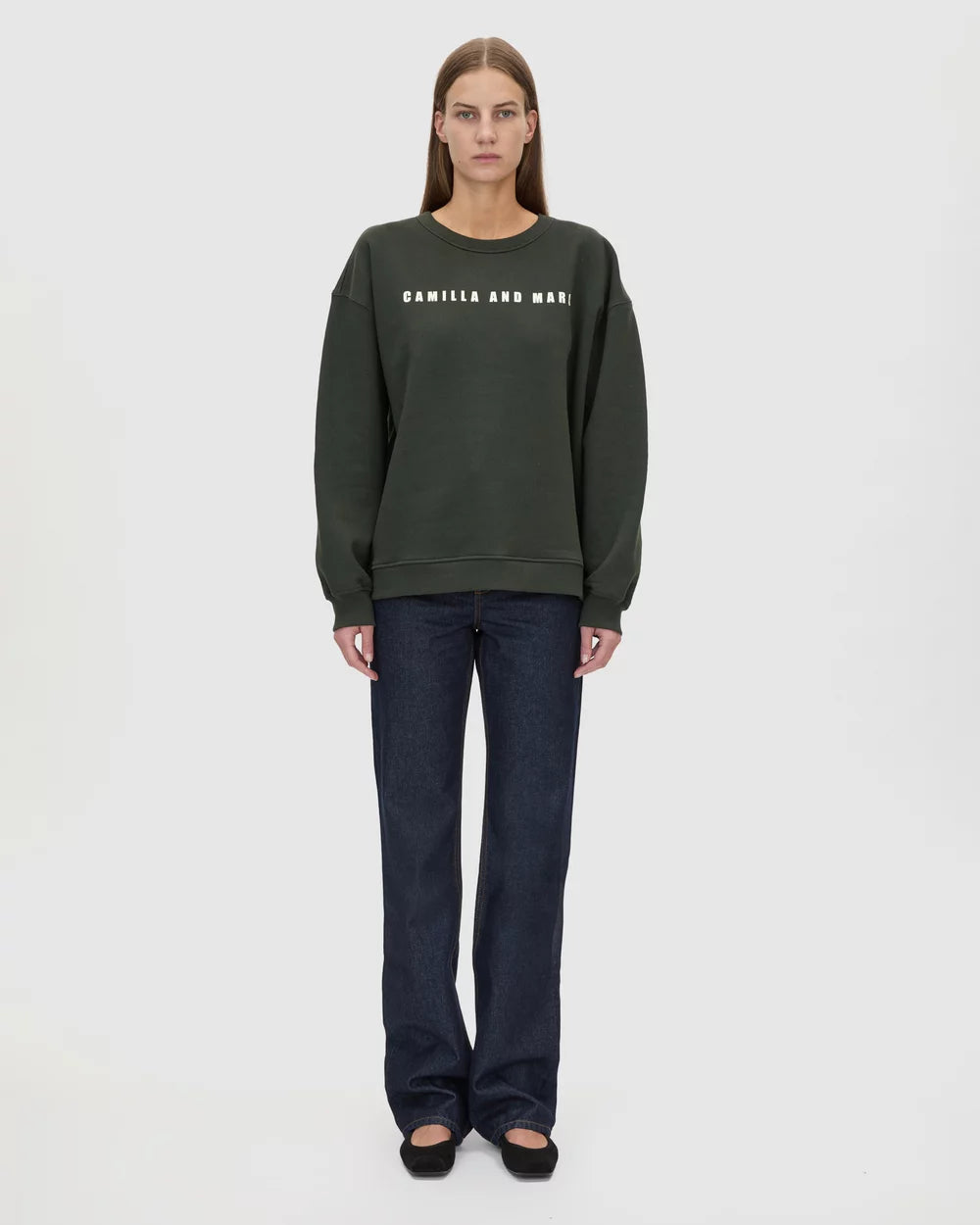 ANCA GRAPHIC SWEATER - BOTTLE GREEN