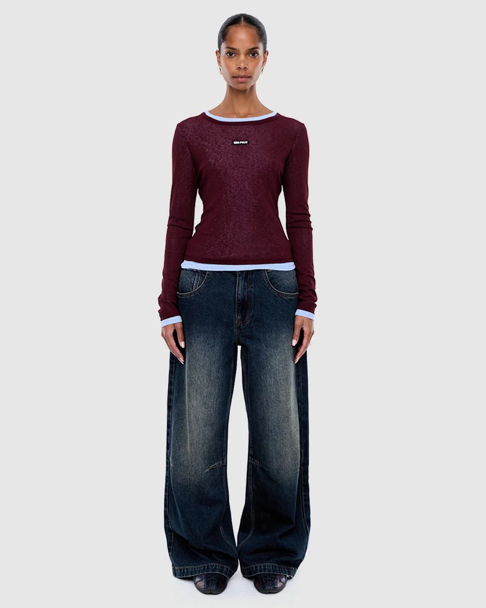 BLAIR LONG SLEEVE TOP - CHERRY