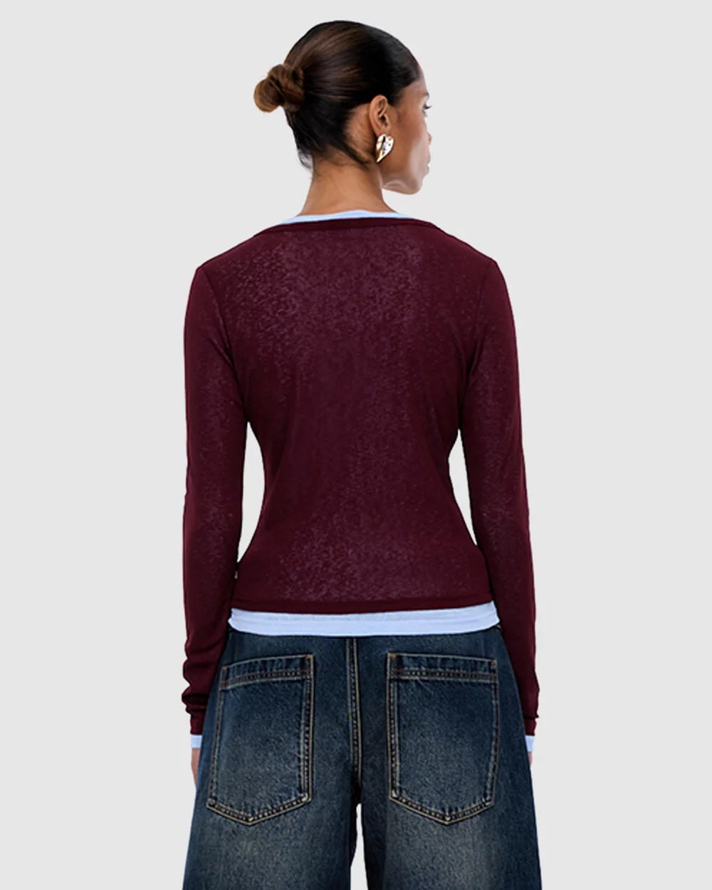 BLAIR LONG SLEEVE TOP - CHERRY