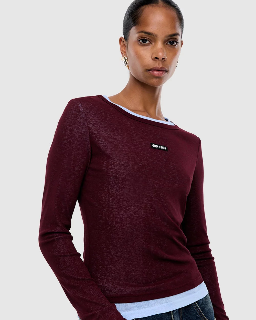 BLAIR LONG SLEEVE TOP - CHERRY
