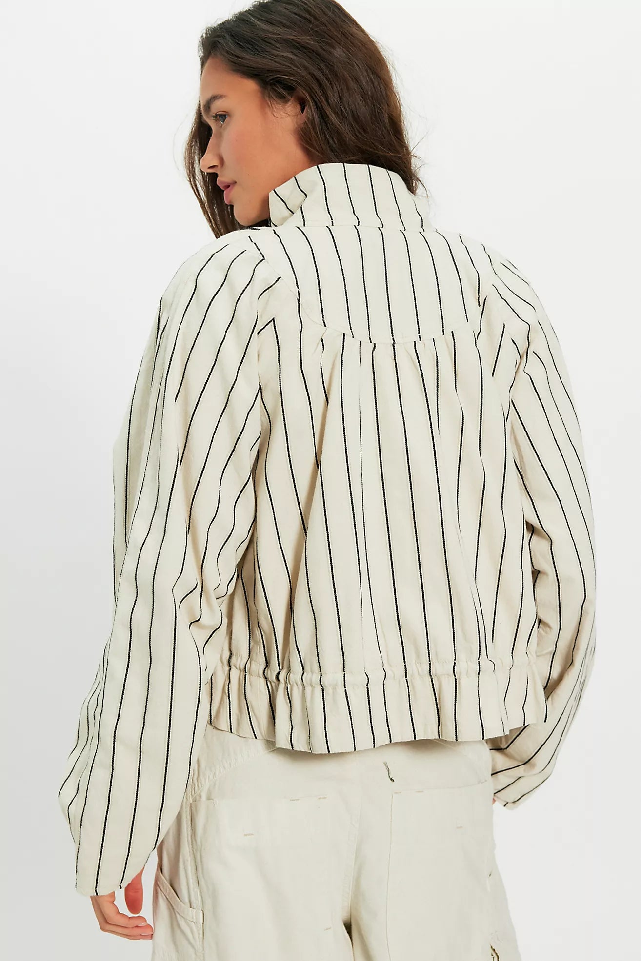 DEVON BALLOON STRIPED JACKET - IVORY