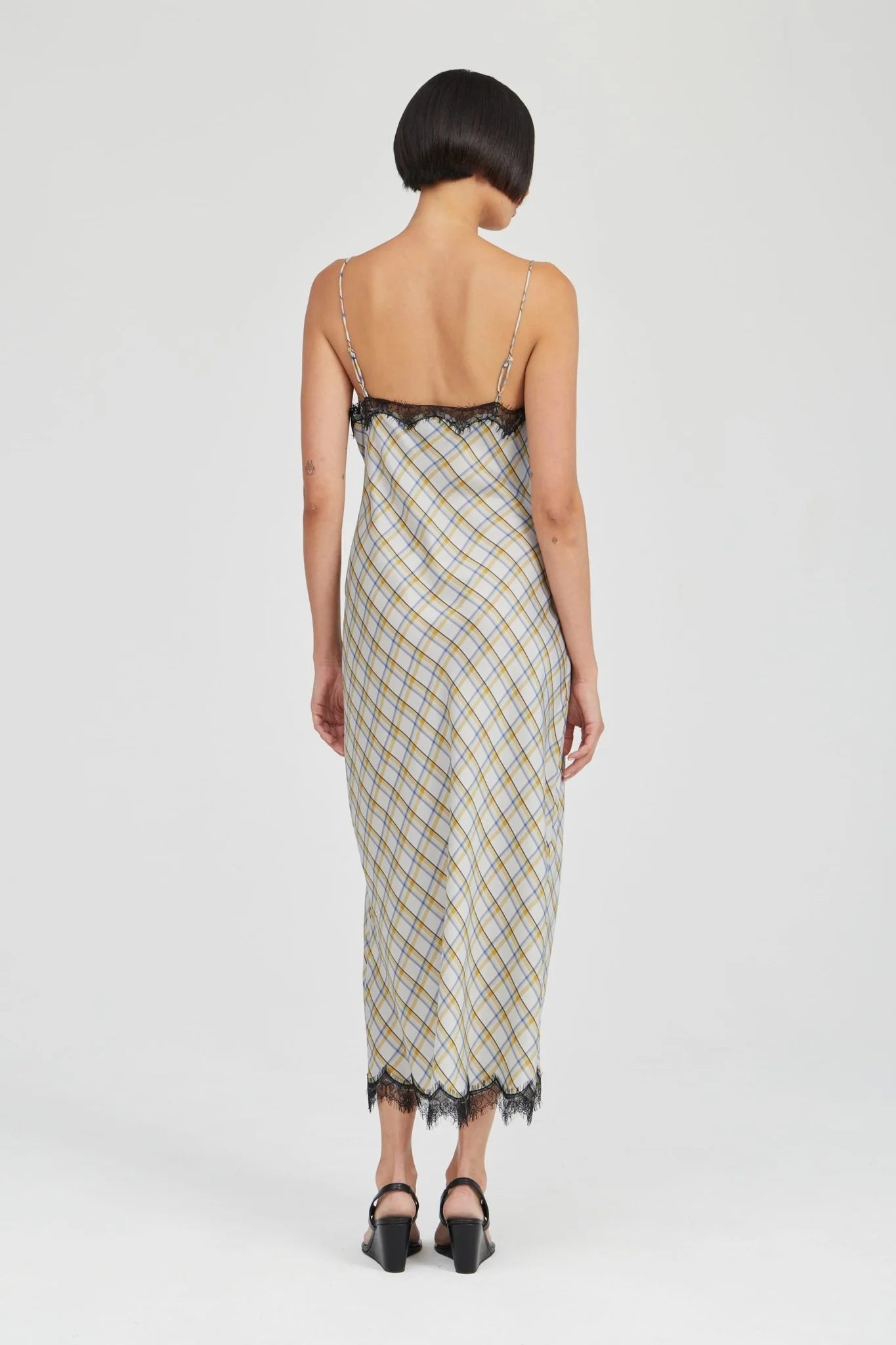 KEPT CLOSE BIAS SLIP DRESS-IN CHECK