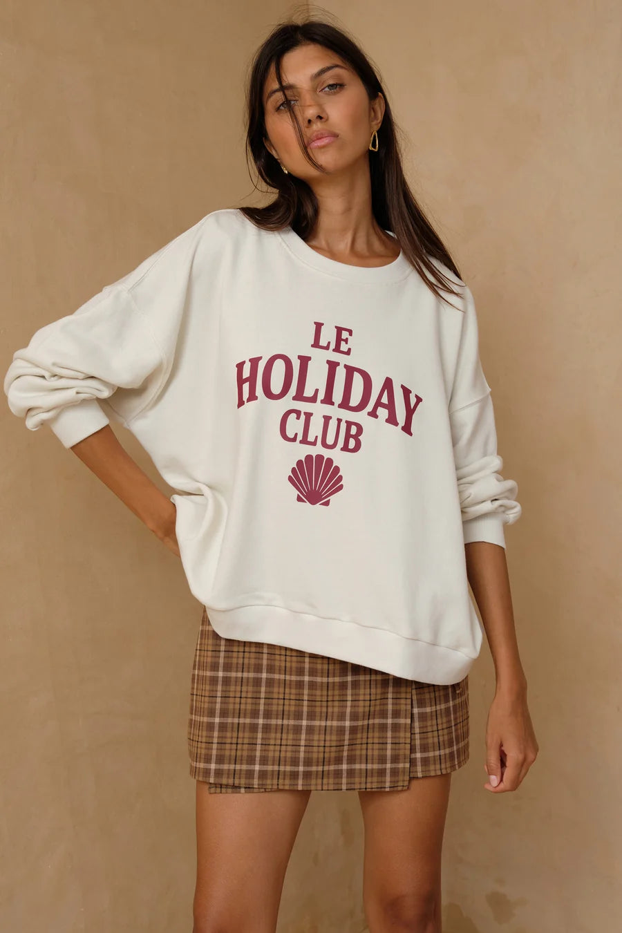 LE HOLIDAY CLUB SWEATER - COCONUT/RED