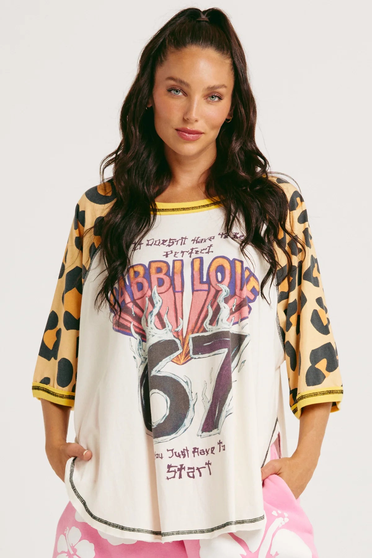 67 RAGLAN TEE-LEOPARD