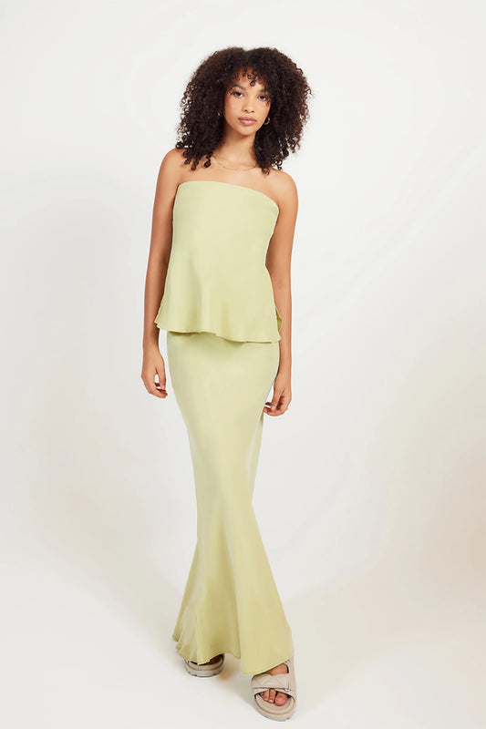 INES CUPRO SKIRT - LIME