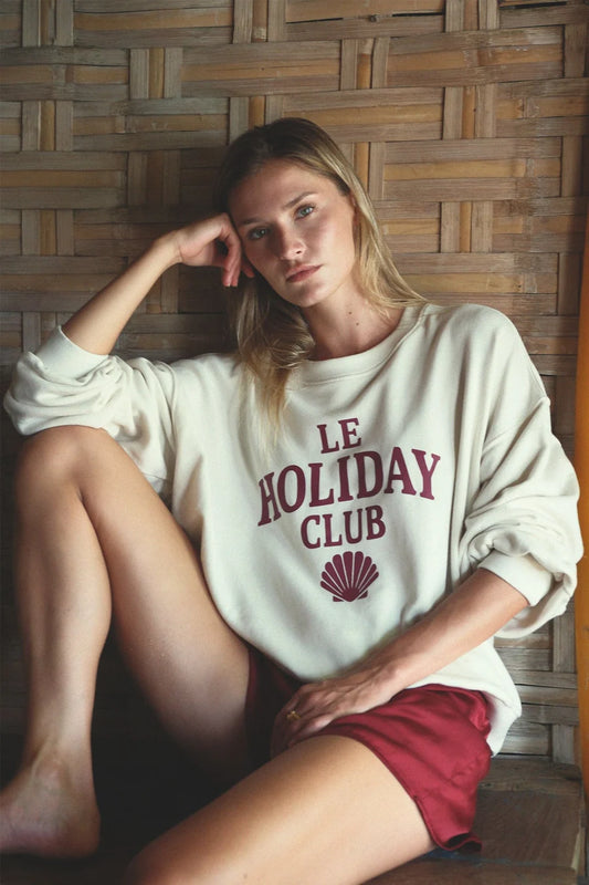 LE HOLIDAY CLUB SWEATER - COCONUT/RED