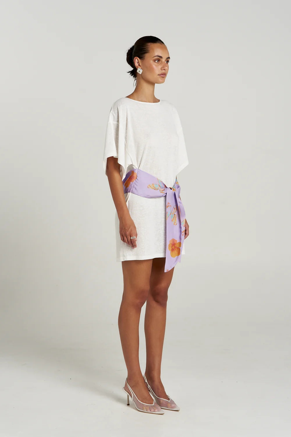 TIE FRONT DRESS-VANILLA /REVERIE