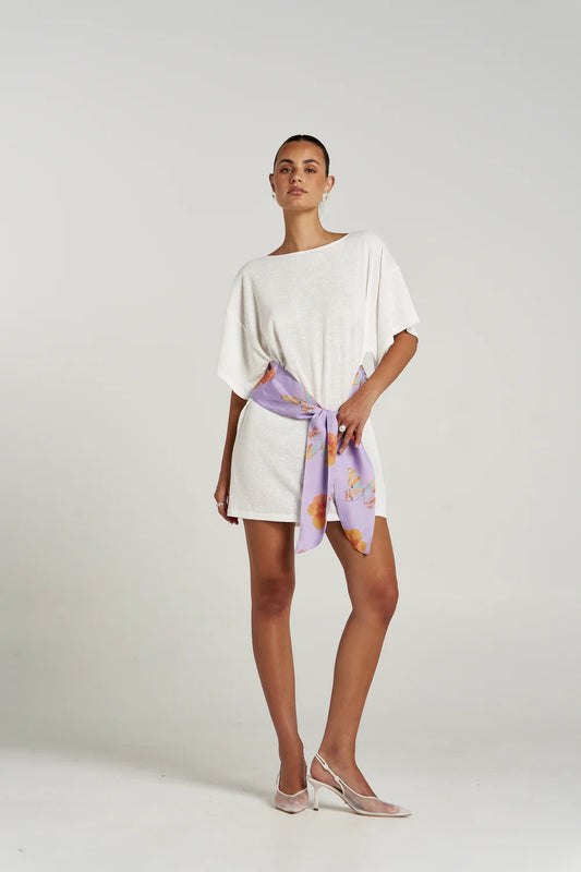 TIE FRONT DRESS-VANILLA /REVERIE