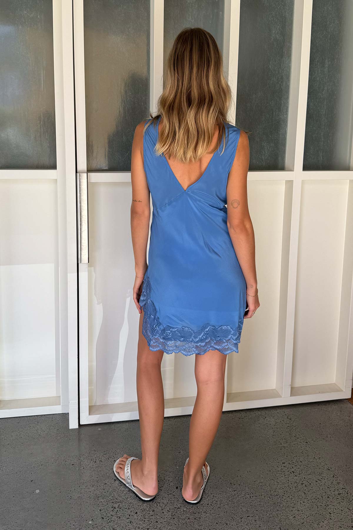 ANNIE SILK MINI DRESS - CORNFLOWER