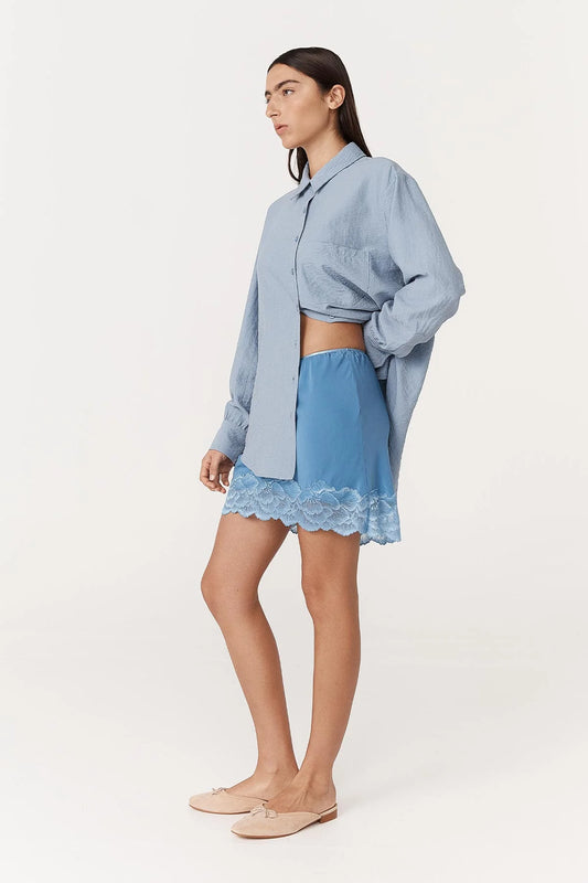 MARINA SILK MINI SKIRT - CORNFLOWER