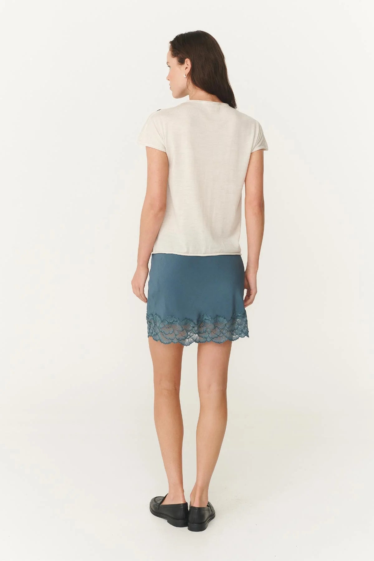 MARINA MINI SILK SKIRT -TEAL BLUE
