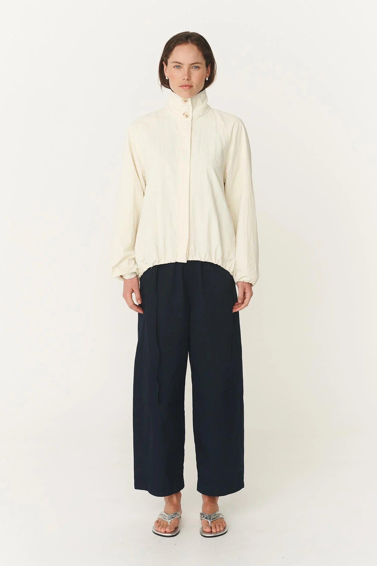 SOREN FUNNEL NECK BOMBER JACKET-VANILLA CREAM