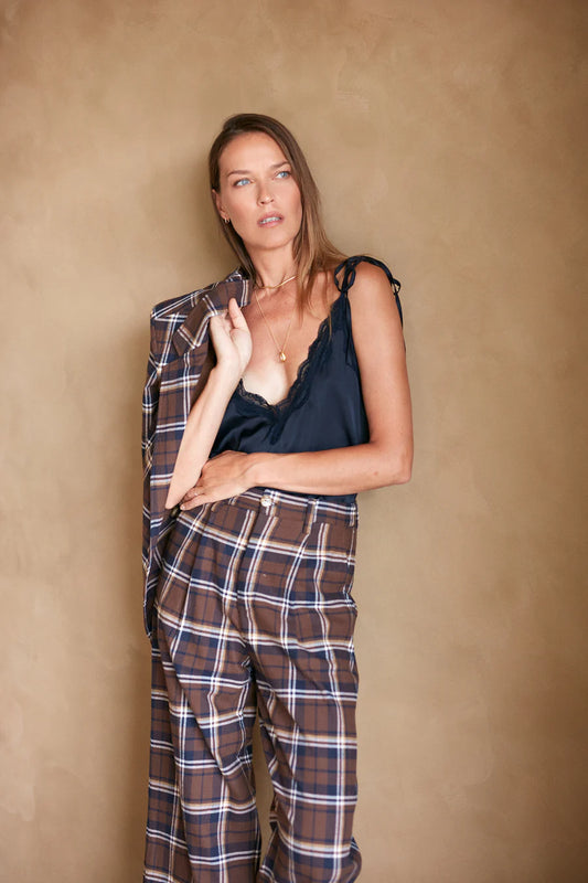 SCORPIO PANTS CHOC/NAVY CHECK