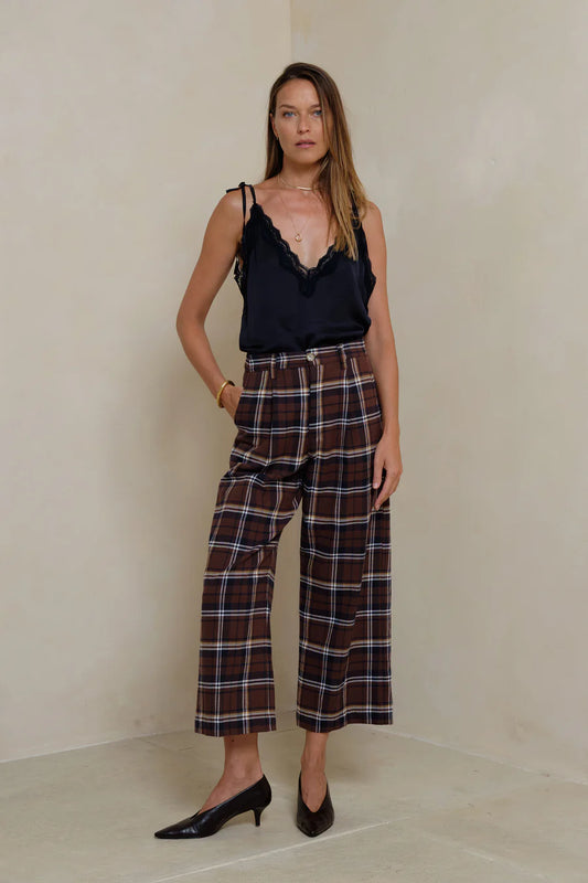 SCORPIO PANTS CHOC/NAVY CHECK