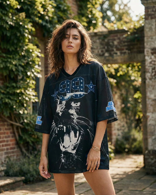 99 PANTHERS FOOTBALL TEE DRESS - BLACK